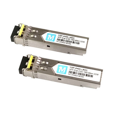 Data Rate 2.5G Duplex 80km 1550nm LC Connector DDM Pluggable SFP Transceiver for Long Distance Fiber Optic Transceivers